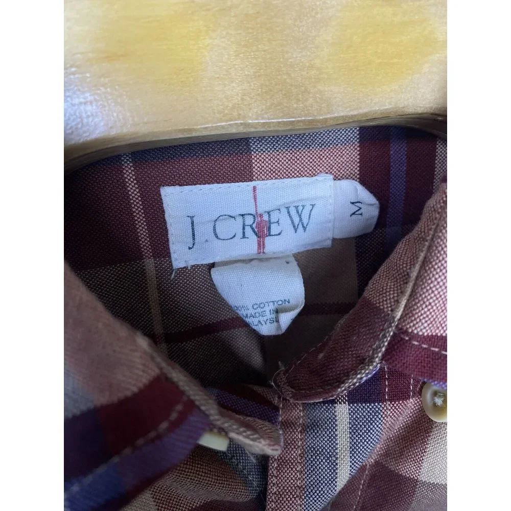 J Crew Oarsman Mens Long Sleeve Button Front Shirt‎ Red Plaid Medium